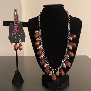 Paparazzi Brown and Silver Jewelry Set